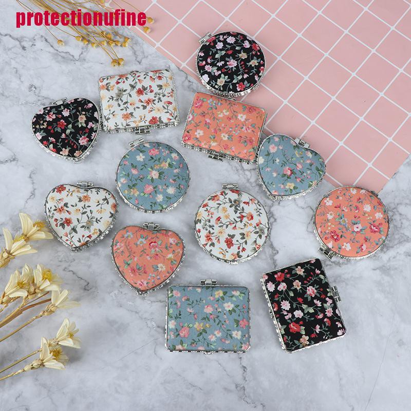 Hộp Đựng Mỹ Phẩm Hai Mặt Mini Họa Tiết Hoa Phong Cách Vintage