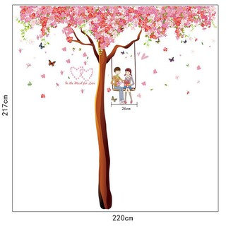 Decal dán tường Cây đào hạnh phúc size lớn 2 - DCX028