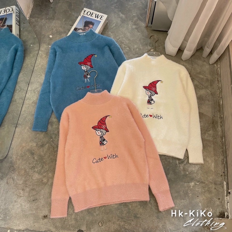 Áo len lông hình thêu nổi