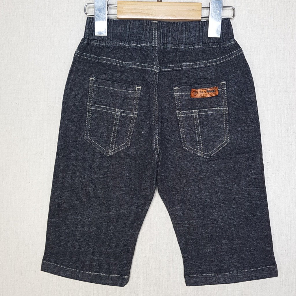 BJ0011- A1 quần Jean nam lửng co giãn thêu chữ màu ghi, hiệu XOKids, size 7-12