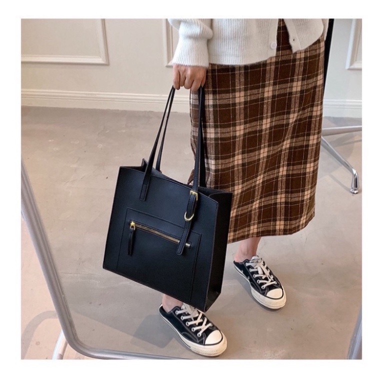 Túi đeo chéo sét 2 túi tote phối màu cao cấp sang trọng