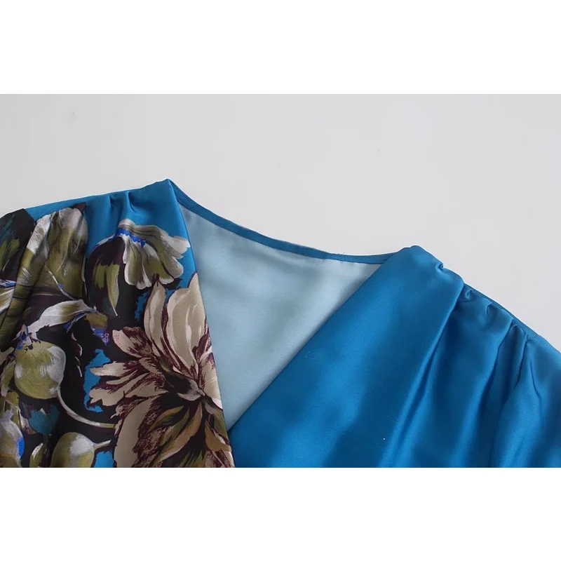 Zara Morocco full tag - Đầm ZAra hoa lụa vạt chéo sang chảnh DH2VCKG58N9 New