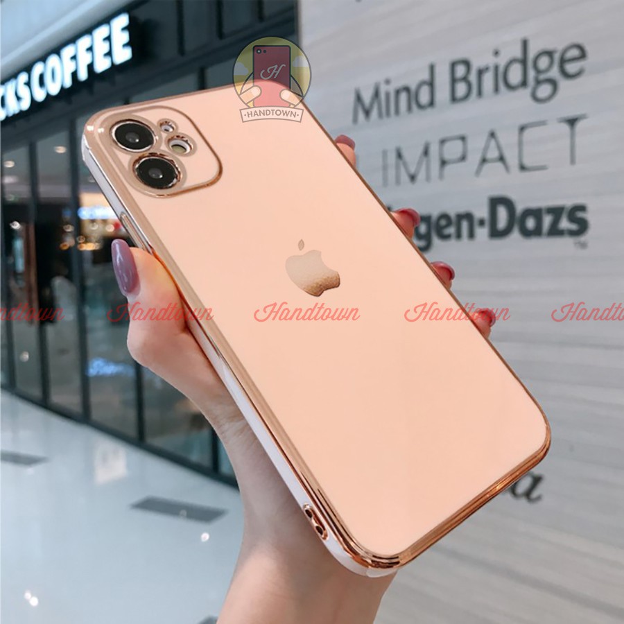 Ốp lưng silicon viền màu Vuông Cạnh độ lên iPhone 12 Cho iPhone 7 8 6 6s Plus Xs Max 11 11 Pro SE 2 2020 12 Mini Pro Max