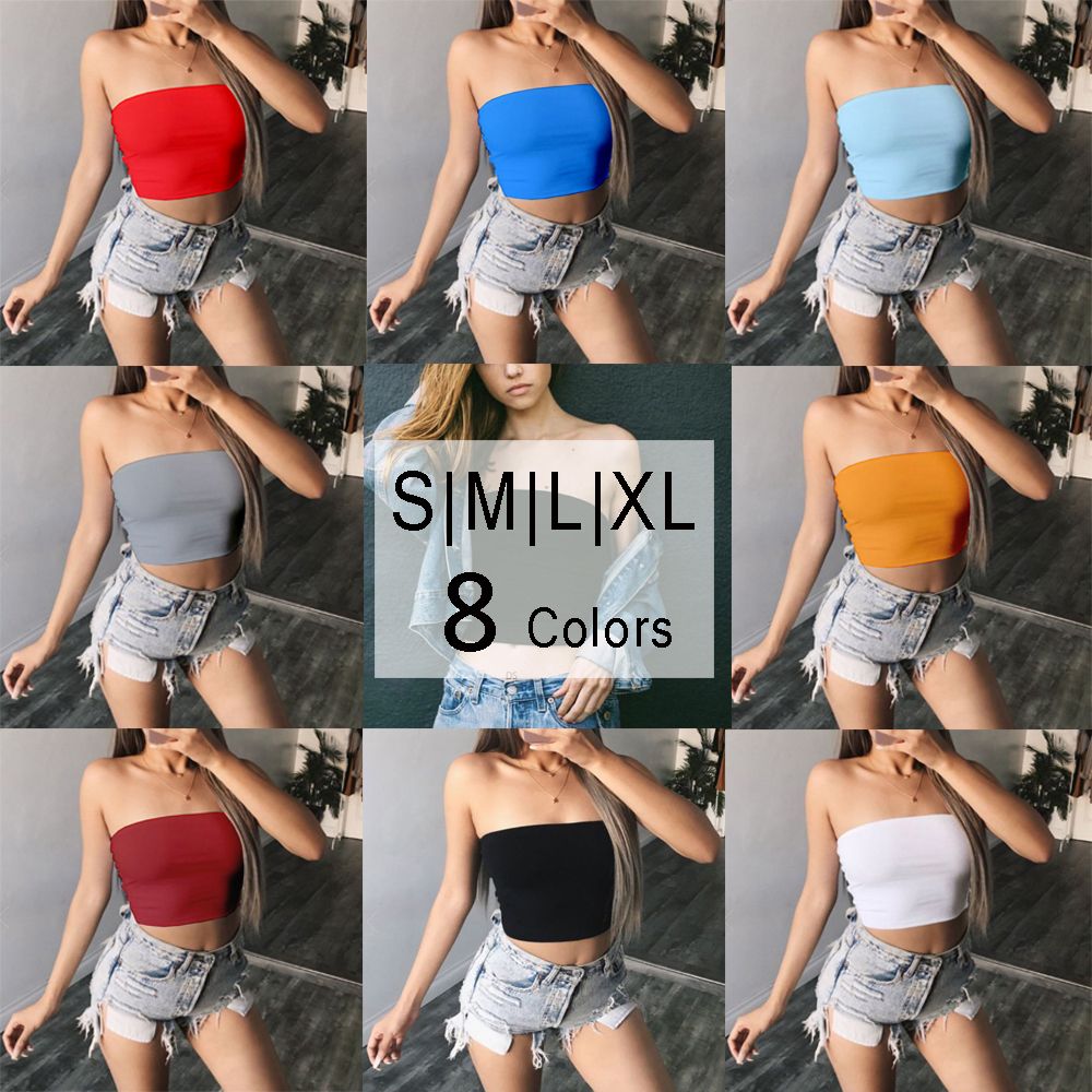 Áo Ống Croptop Không Dây Nhiều Màu Sắc Thời Trang Mùa Hè Quyến Rũ Cho Nữ