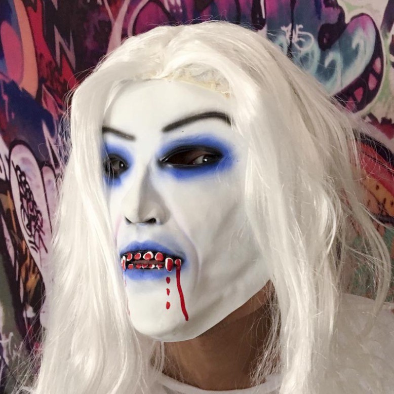 Mặt nạ với MÁI TÓC TRẮNG DÀI đẹp mặt nạ hóa trang halloween sử dụng cho trung thu,sự kiện,lễ hội... hoặc troll người