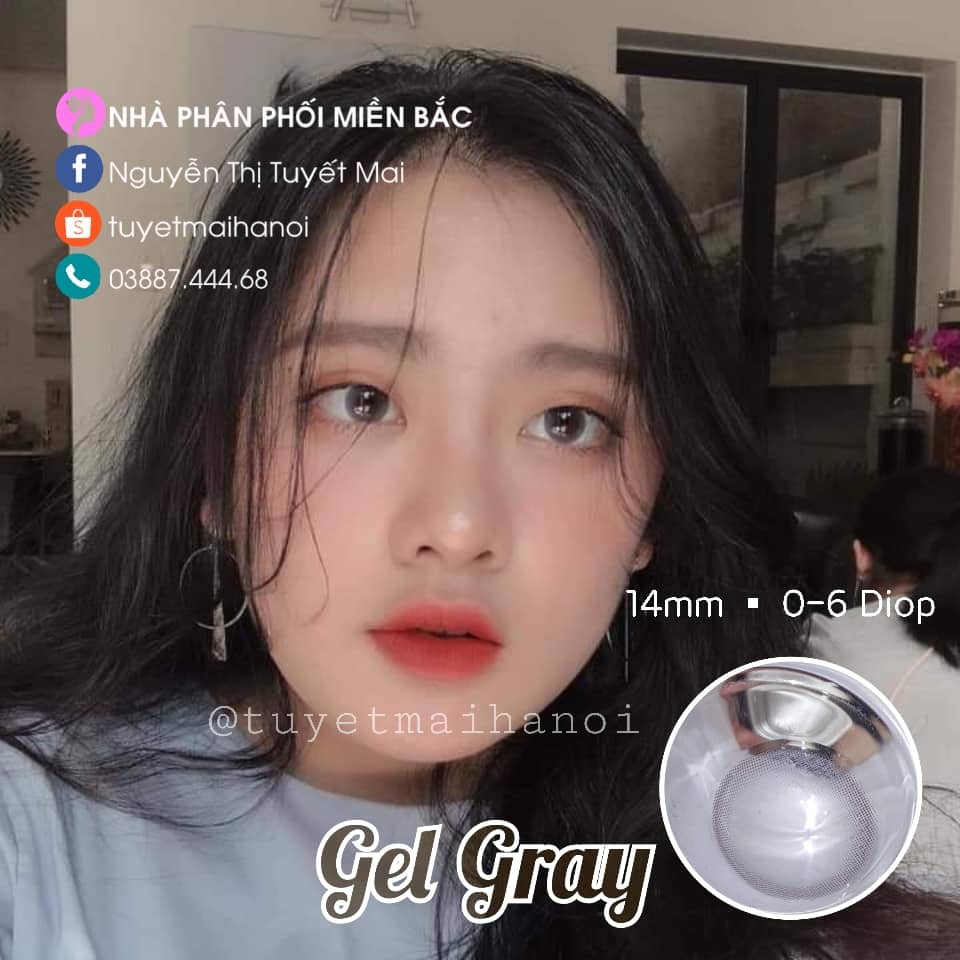 [ Ảnh Thật ] Lens Cận Màu Xám Tự Nhiên Không Giãn Gel Gray 14mm - Kính Áp Tròng Hàn Quốc Vassen Sexy Me