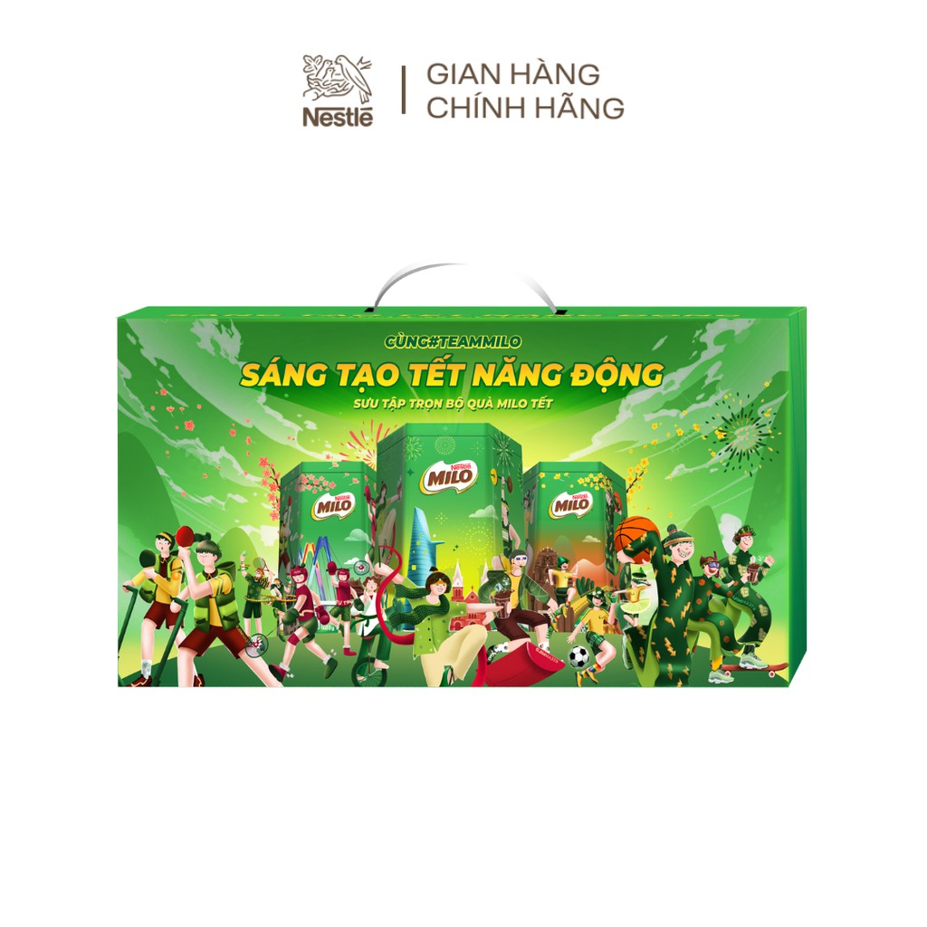 [Mã FMCGMALL -8% đơn 250K] [Phiên bản giới hạn]Tặng lịch để bàn - Bộ quà combo 3 Milo bột hộp thiếc (400g/hộp)