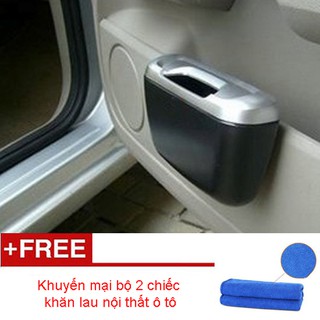 Combo 2 thùng để rác mini trên ô tô - tặng 2 khăn lau ô tô