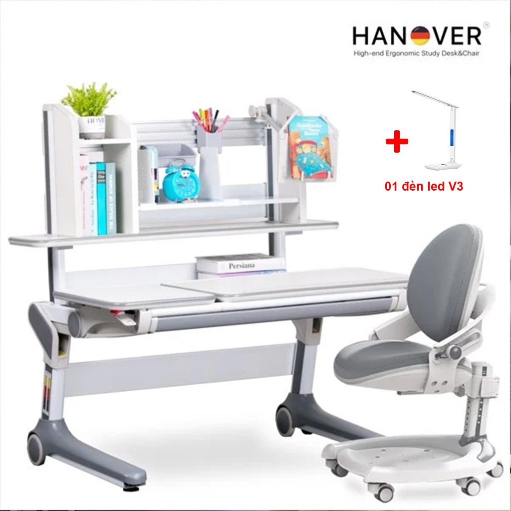 Bộ Bàn Ghế Học Sinh Thông Minh Chống Gù Chống Cận Hanover D11 Pro Royal - C02 - Chính Hãng D'ergo