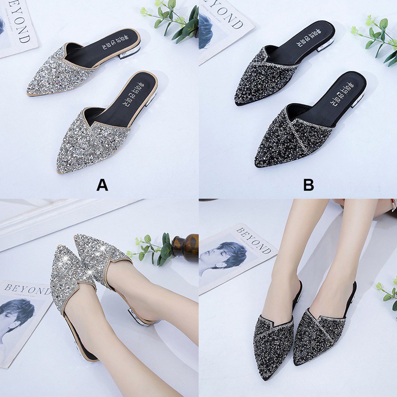 Giày Búp Bê Mũi Nhọn Đính Pha Lê | BigBuy360 - bigbuy360.vn