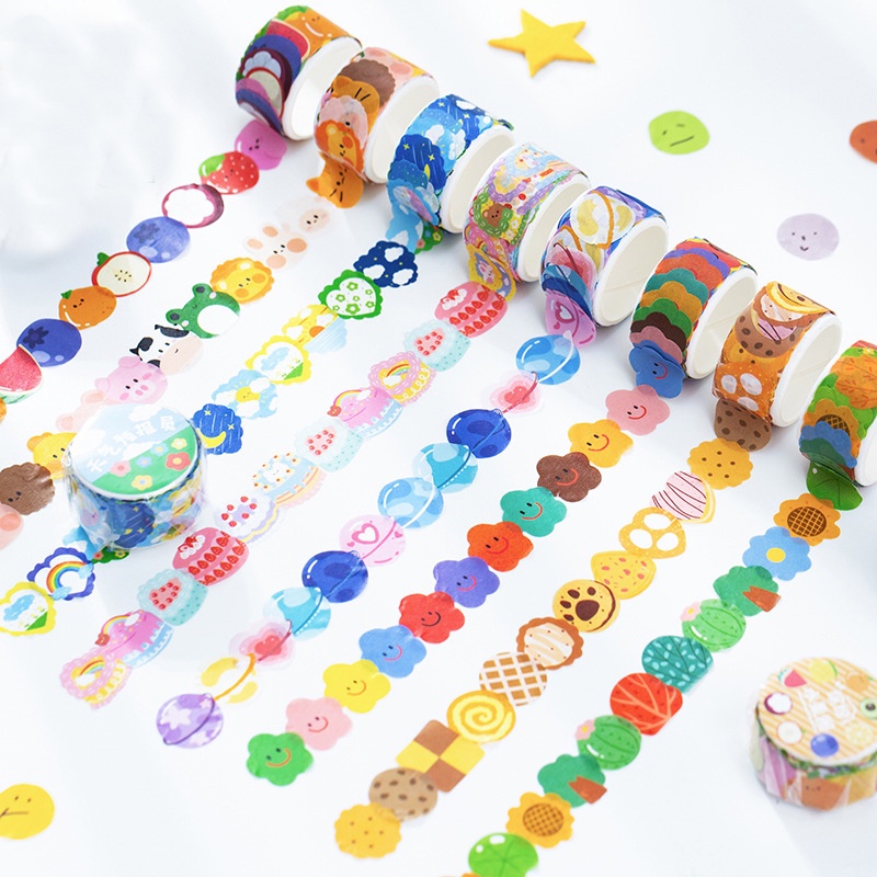 Set Sticker 100 Miếng Dạng Cuộn Băng Keo Washi