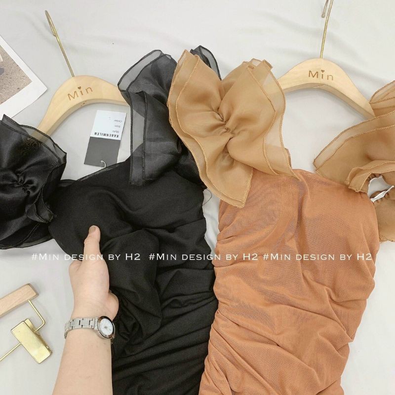 Váy body nhún tay phồng sang chảnh quyến rũ
