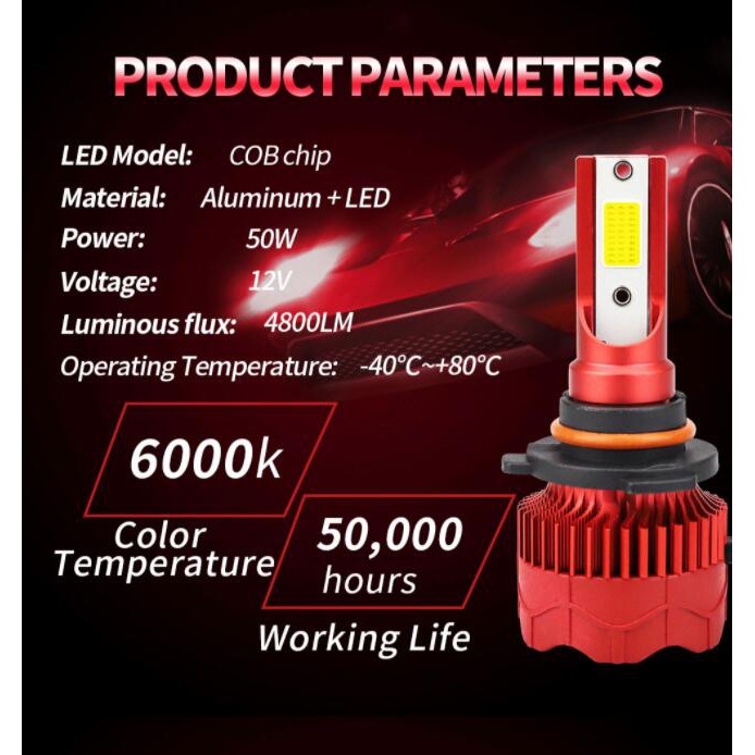 Set đèn pha LYMOYO H4 LED H7 COB H1 H8 H11 H3 9005 9006 H9 9012 48W nhiệt độ màu 6000K 12V cho xe hơi