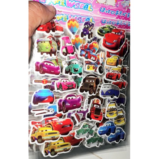 Một tờ dán nổi phim hoạt hình như công chúa_heo peppa_ siêu nhân có kích thước 16x12 cm