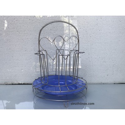 Khay úp cốc inox, Giá úp cốc inox kèm khay hứng nước