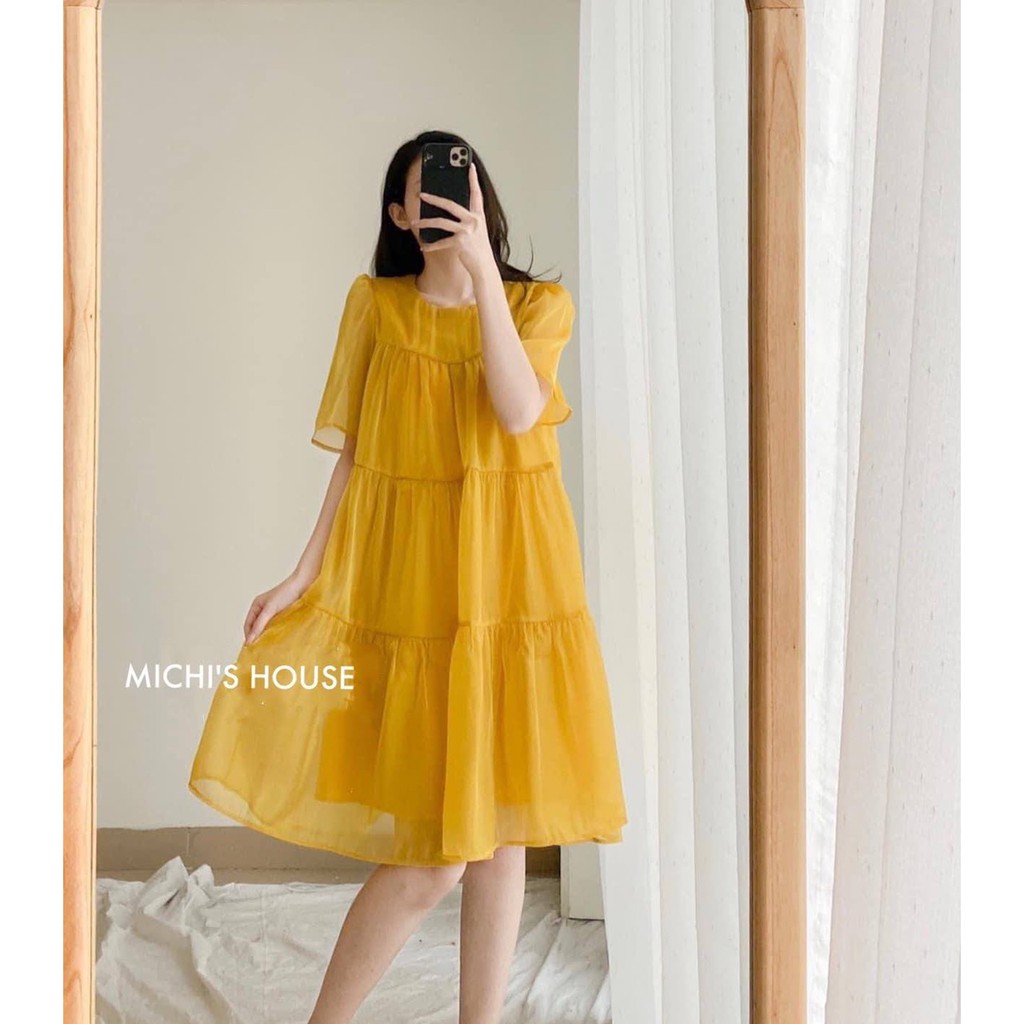 Váy babydoll tơ oraganza 3 tầng, đầm xuông rộng freesize dễ thương mã V178 - Michi's House | BigBuy360 - bigbuy360.vn