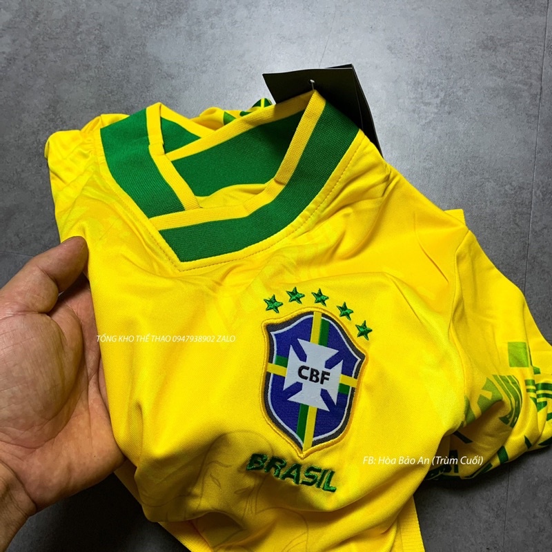 BỘ QUẦN ÁO ĐÁ BANH ĐỘI TUYỂN BRAZIL MÙA GIẢI 2023 CAO CẤP QUẦN VÀNG