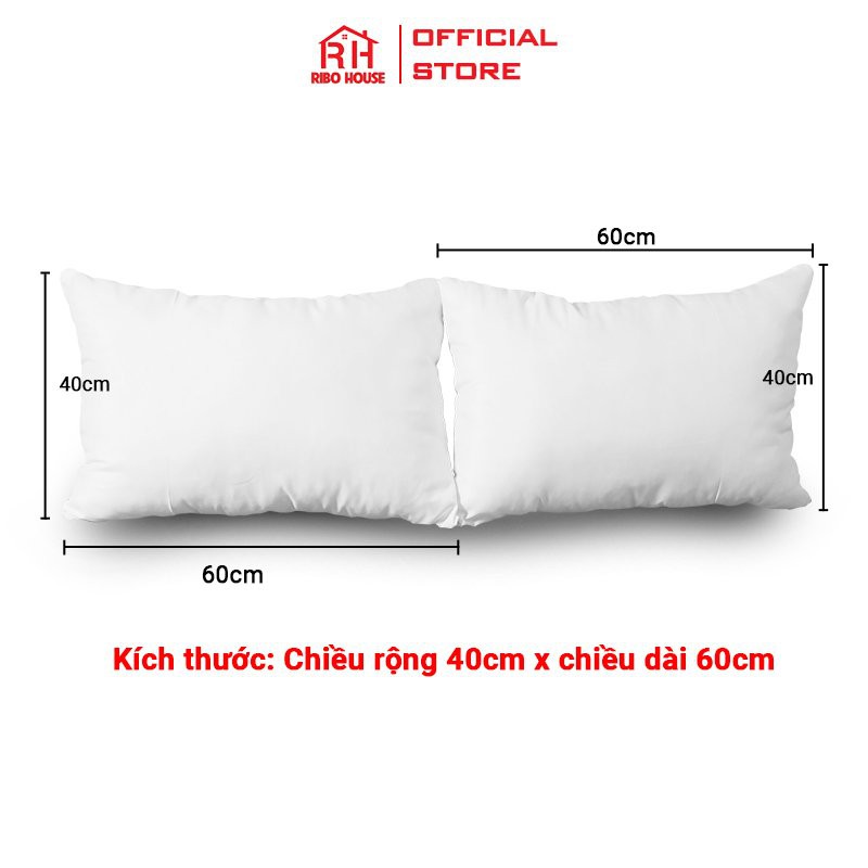 Ruột gối nằm ép hơi đơn RIBO HOUSE 40x60cm lõi bông gòn cao cấp mềm êm đầu ngủ ngon hơn RGH1