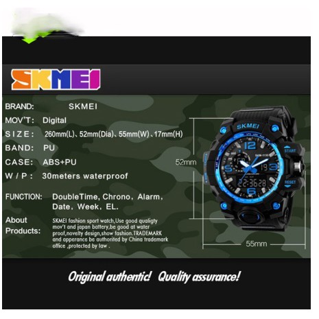 Đồng hồ Nam Skmei 1155 Thể Thao Chống Nước - Xanh Dương
