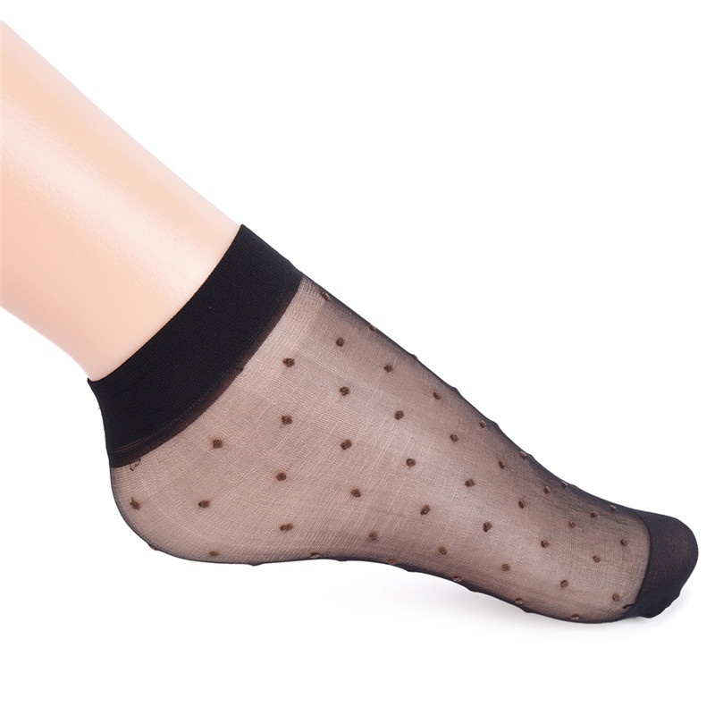 Set 10 Đôi Vớ Trong Suốt Họa Tiết Chấm Bi Thời Trang Dành Cho Nữ