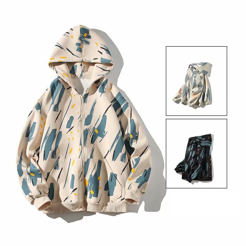 Áo hoodie IELGY họa tiết màu tương phản dễ phối đồ size lớn thời trang cho nam
