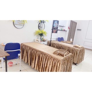 Set ga gối nhung cho giường spa siêu sang chảnh(may theo kích thước đặt)