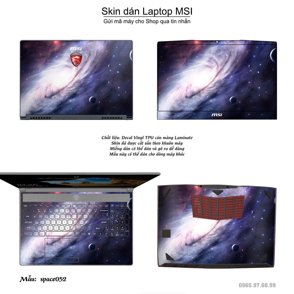Skin dán Laptop MSI in hình không gian _nhiều mẫu 9 (inbox mã máy cho Shop)
