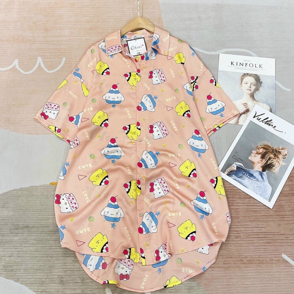 Váy Xinh Mặc Nhà Chất Liệu Lụa Satin Họa Tiết Xinh Xắn Dễ Thương | BigBuy360 - bigbuy360.vn