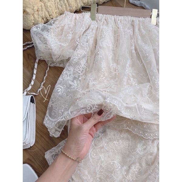 SET ÁO TRỄ VAI + QUẦN SHORT KEM TAFTA