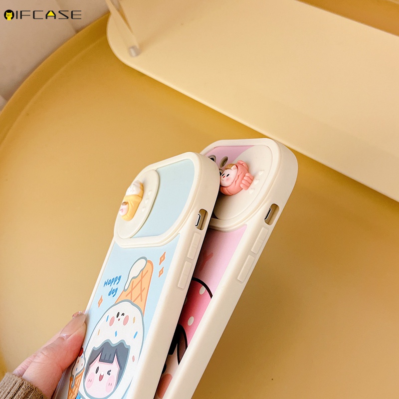 Ốp Điện Thoại Mềm Chống Sốc In Hình Que Kem Đơn Giản Có Nắp Trượt Bảo Vệ Camera Cho iPhone 13 12 11 Pro Max XS Max XR X
