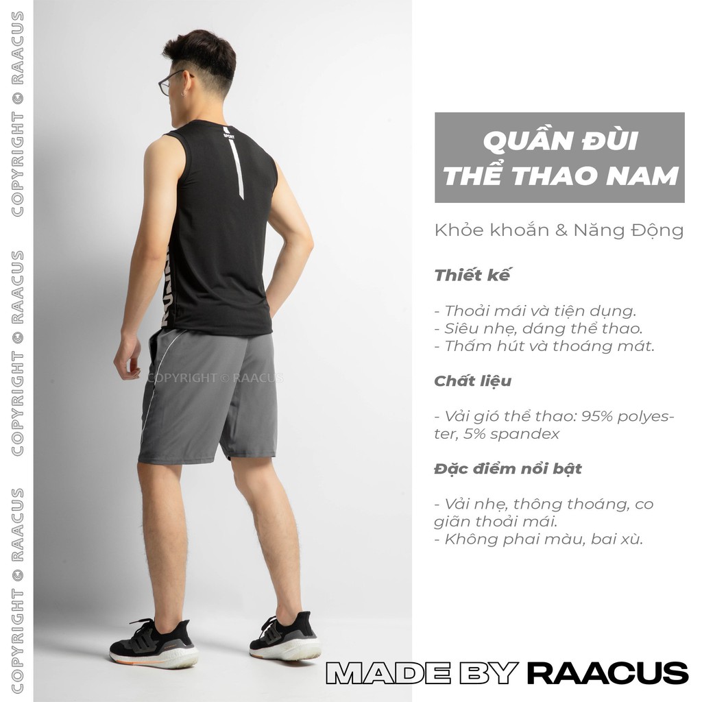 Quần đùi nam thể thao dáng lửng mặc nhà RAACUSSTORE, quần short nam thể thao dạng sooc ngắn ống rộng- Q147 | BigBuy360 - bigbuy360.vn