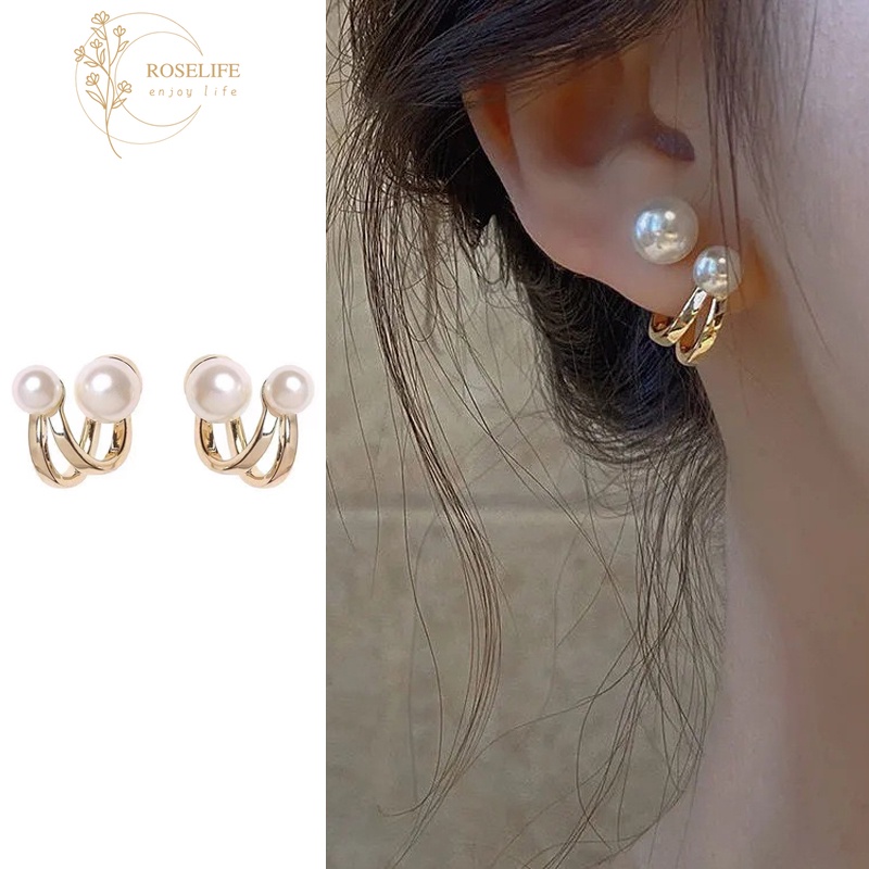 1 Cặp Bông Tai Mạ Bạc 925 Kiểu Kẹp Đính Ngọc Trai Xoắn Phong Cách Vintage Dành Cho Nữ