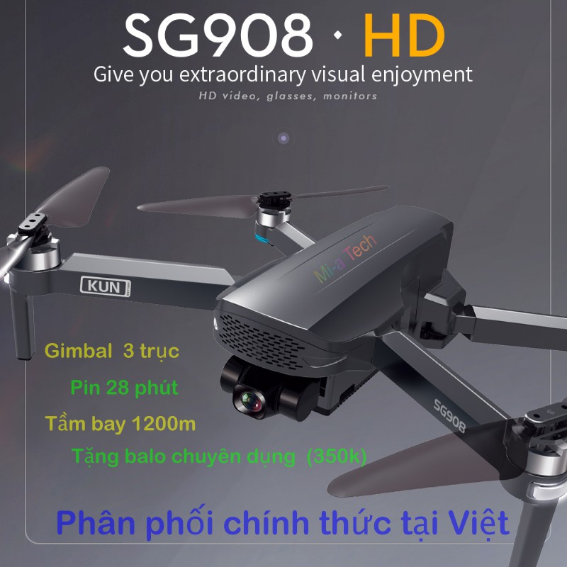 flycam SG908 gimbal 3 trục bay 28 phút chuẩn camera 4k