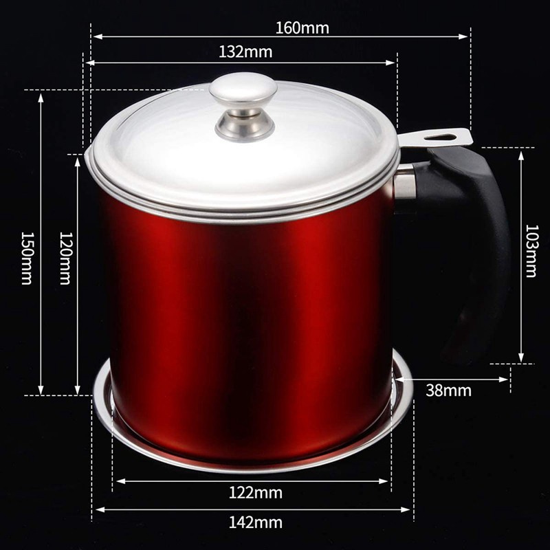 Stainless Steel Bacon Grease Container with Strainer, Oil Pot Cooking Oil Filter Cooking Oil Container for Kitchen
