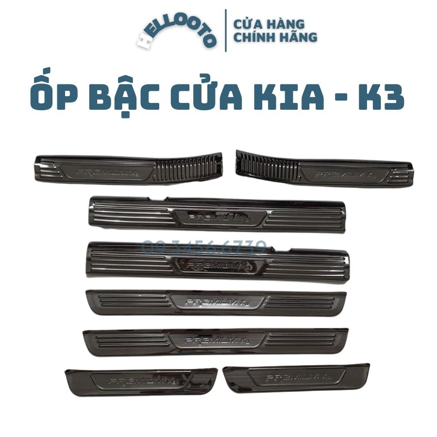 Ốp bậc cửa, Nẹp bước chân Kia K3 2021 2022 2023 mẫu titan thể thao đẹp + tặng kèm keo dính