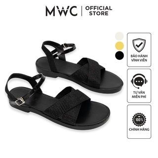 Giày mwc 2668 - giày sandal đế bệt, giày sandal quai chéo, giày sandal quai kim tuyến