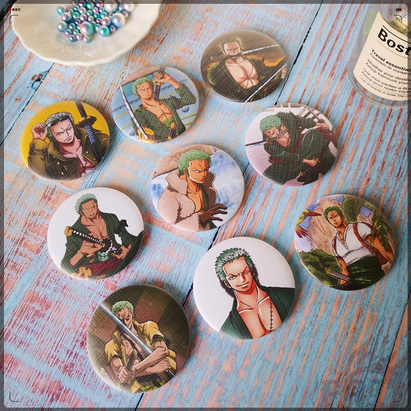 ☠ Nhân Vật One Piece Độc Đáo Sáng Tạo Huy Hiệu Hóa Trang Nhân Vật Roronoa Zoro Trong Anime ☠ 1 Huy Hiệu Cài Áo Ba Lô 58MM