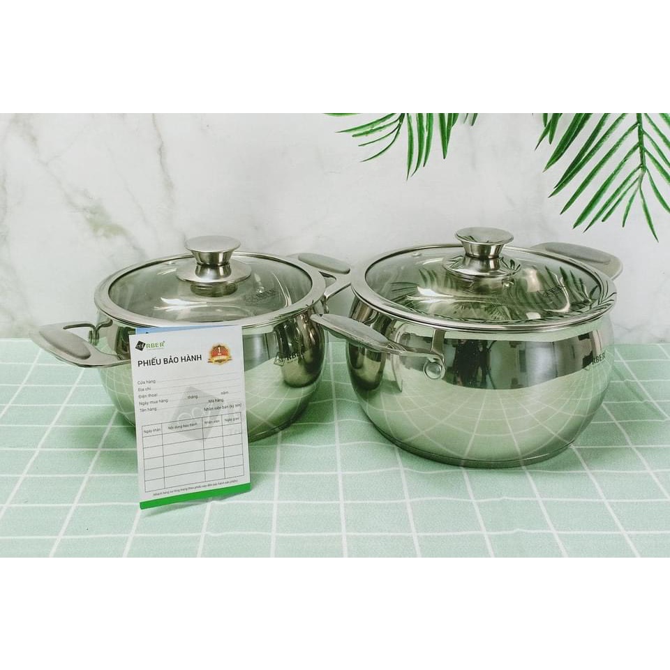 Bộ nồi Arber Đức 5 món AB06SCC hàng cao cấp chính hãng- tay cầm chống nóng BH 1 năm
