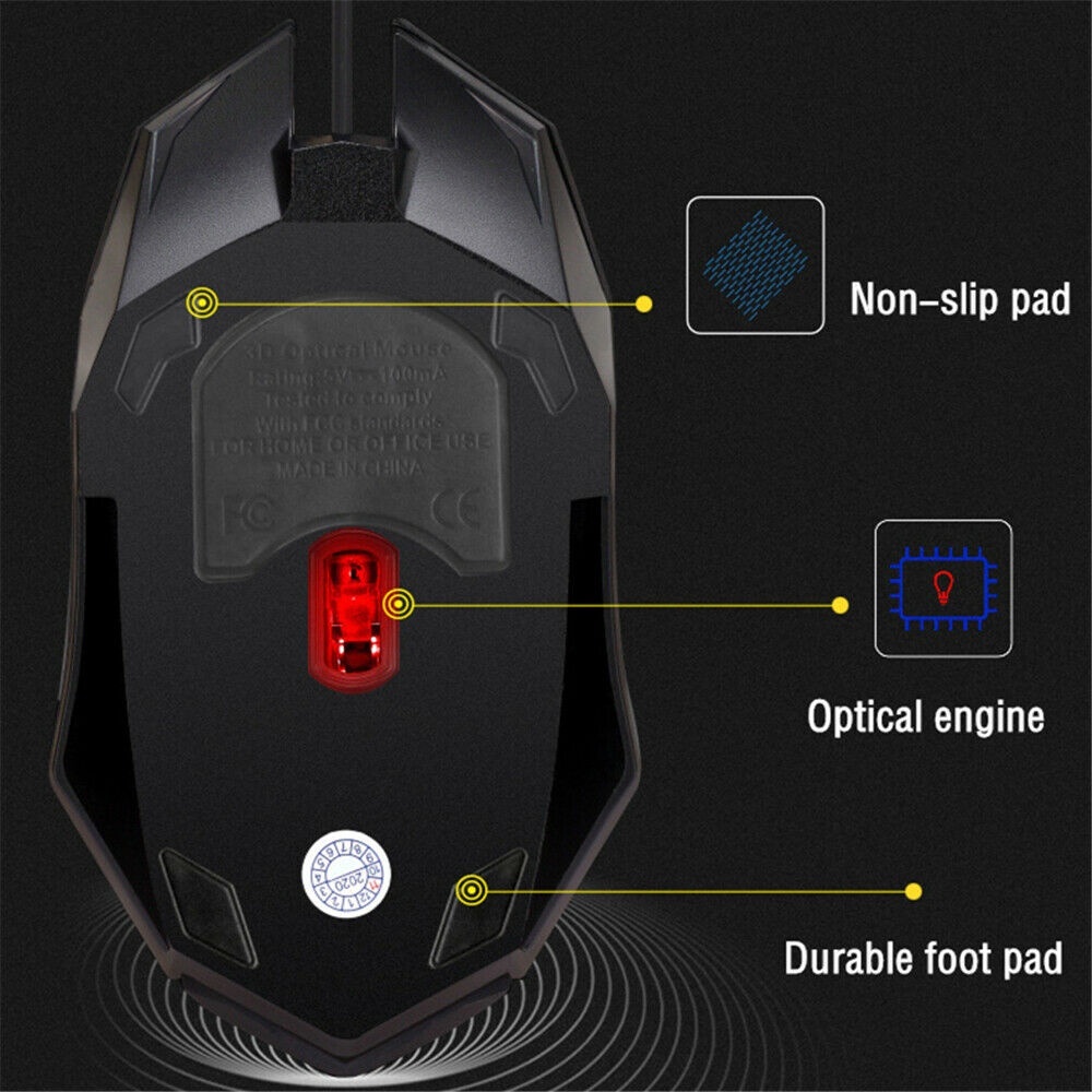 Chuột máy tính (PC/Laptop) chơi game dây USB, có đèn LED pro 7 màu