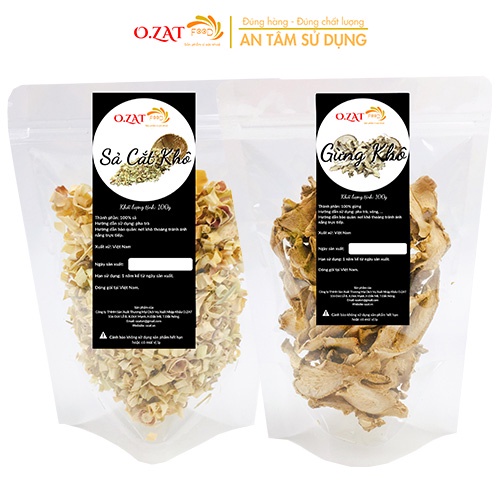 Trà gừng sả O.ZAT Food mỗi loại 100g - giảm cân tốt cho dạ dày tiêu hóa giảm căng thắng stress say xe ốm nghén