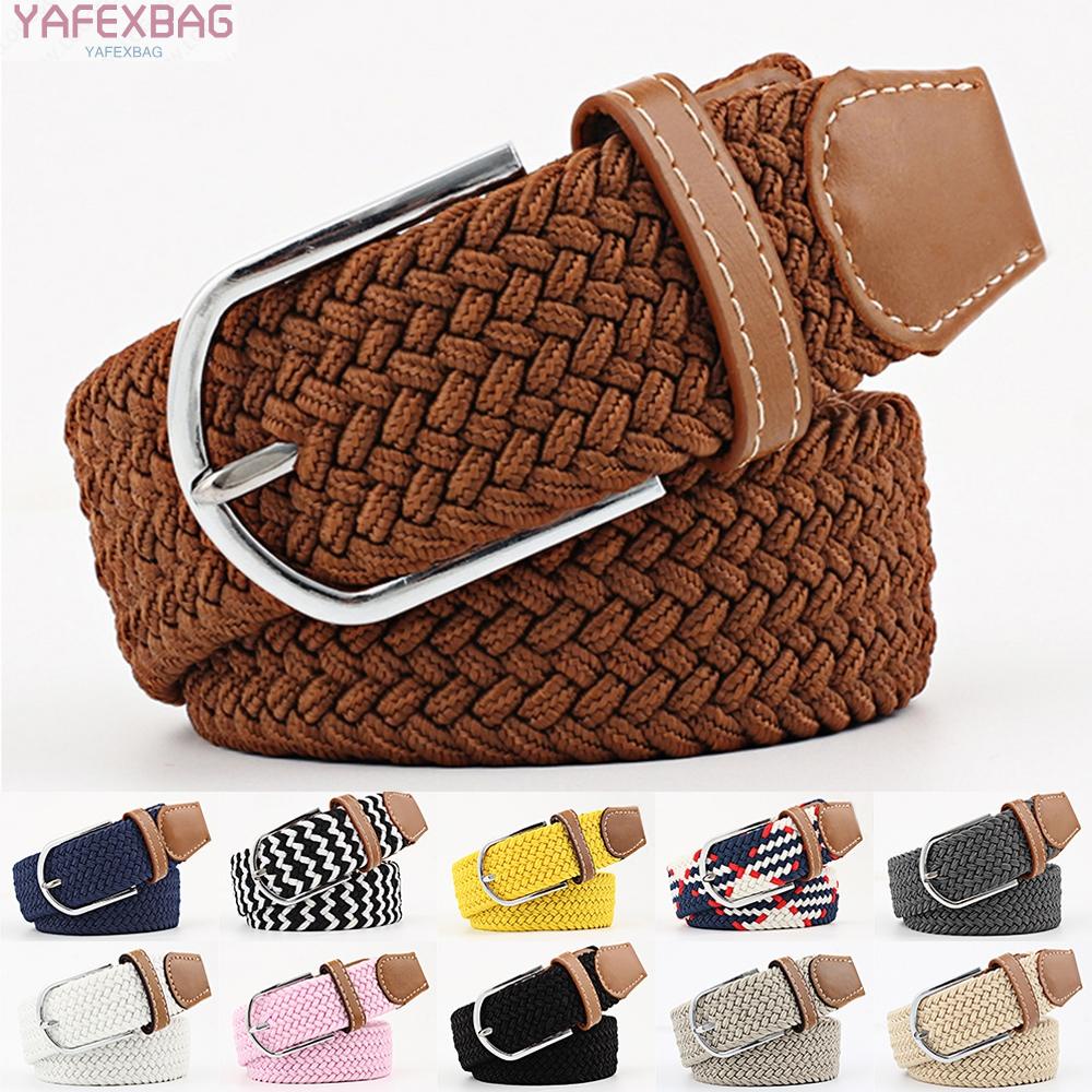 Mens Womens Ladies Elasticated Belts Canvas Stretch Elastic Braided Belt Buckle