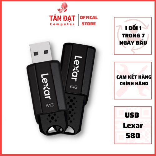 Bộ nhớ ngoài USB Lexar S80 JumpDrive 32GB/ 64GB USB 3.1 Flash Drive LJDS080032G-BNBNG - Hàng Chính Hãng