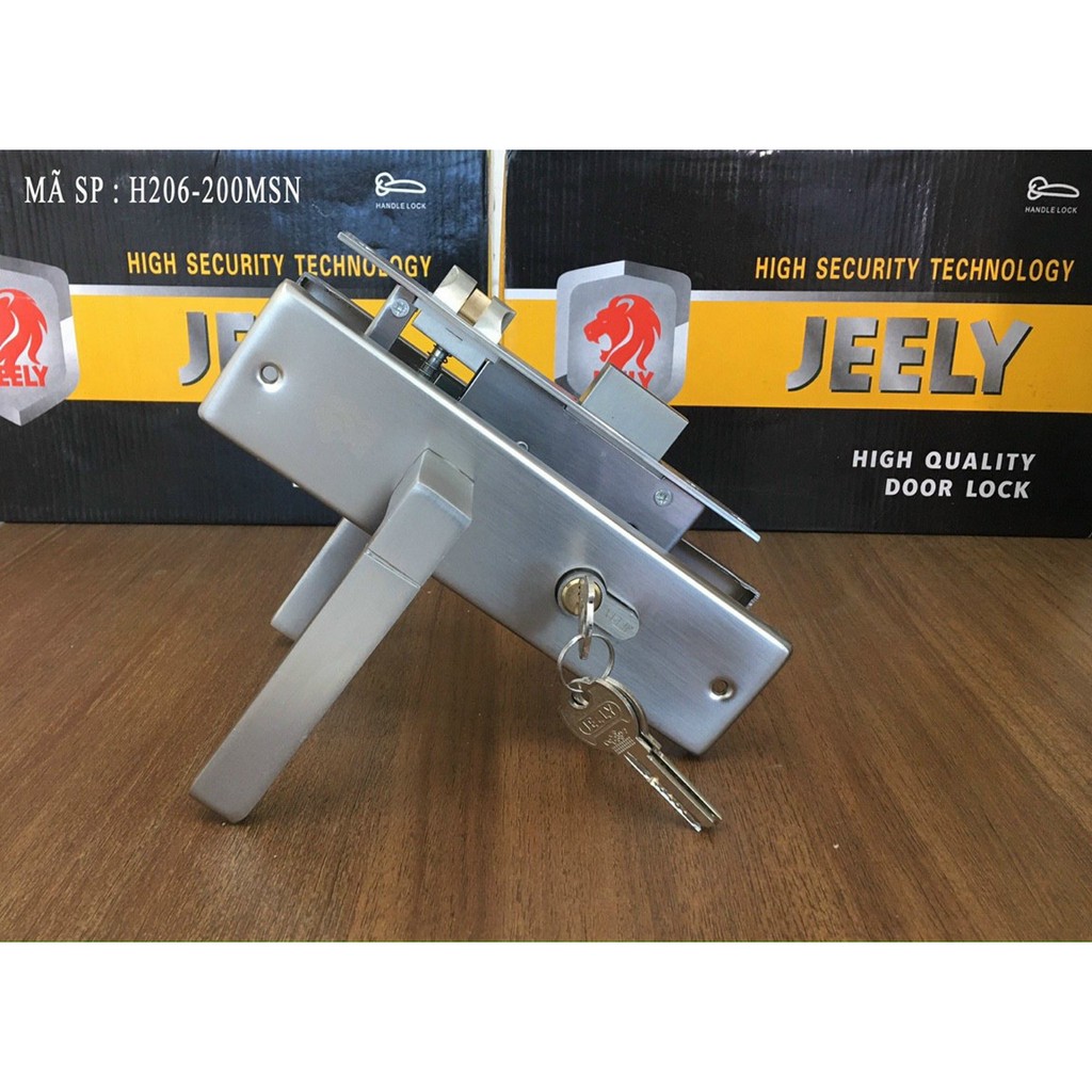 KHÓA TAY GẠT JEELY - KHÓA CỬA PHÒNG 2 TẤC Tay ốp khoá dài 200mm - Dùng cho cửa có khung bao 4*8 - H206-200