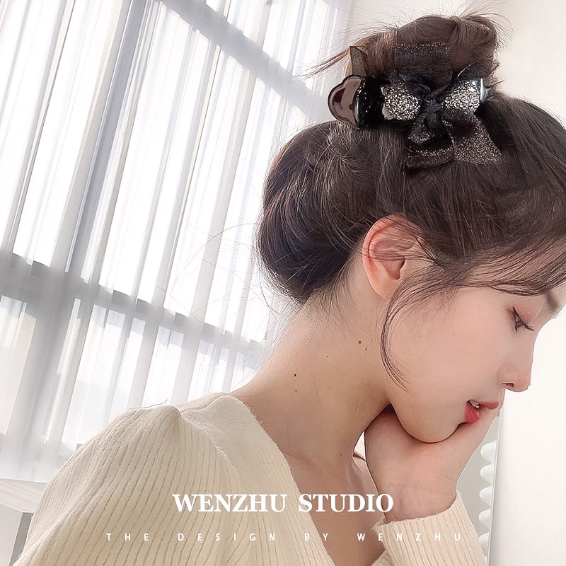 Kẹp Tóc Hình Nơ / Bông Hoa Đính Đá Nhân Tạo Thời Trang Dành Cho Nữ