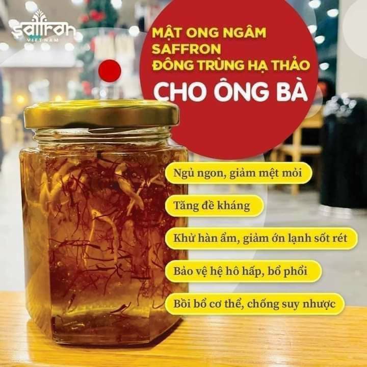 Mật Ong Saffron Đông Trùng Hạ Thảo Saffron Cordyceps Honey - 2 lọ 180ml/lọ