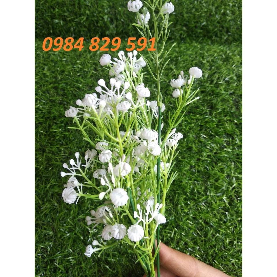 Cụm điểm bi gạo decor hoa sáp, hoa lụa, hoa giả