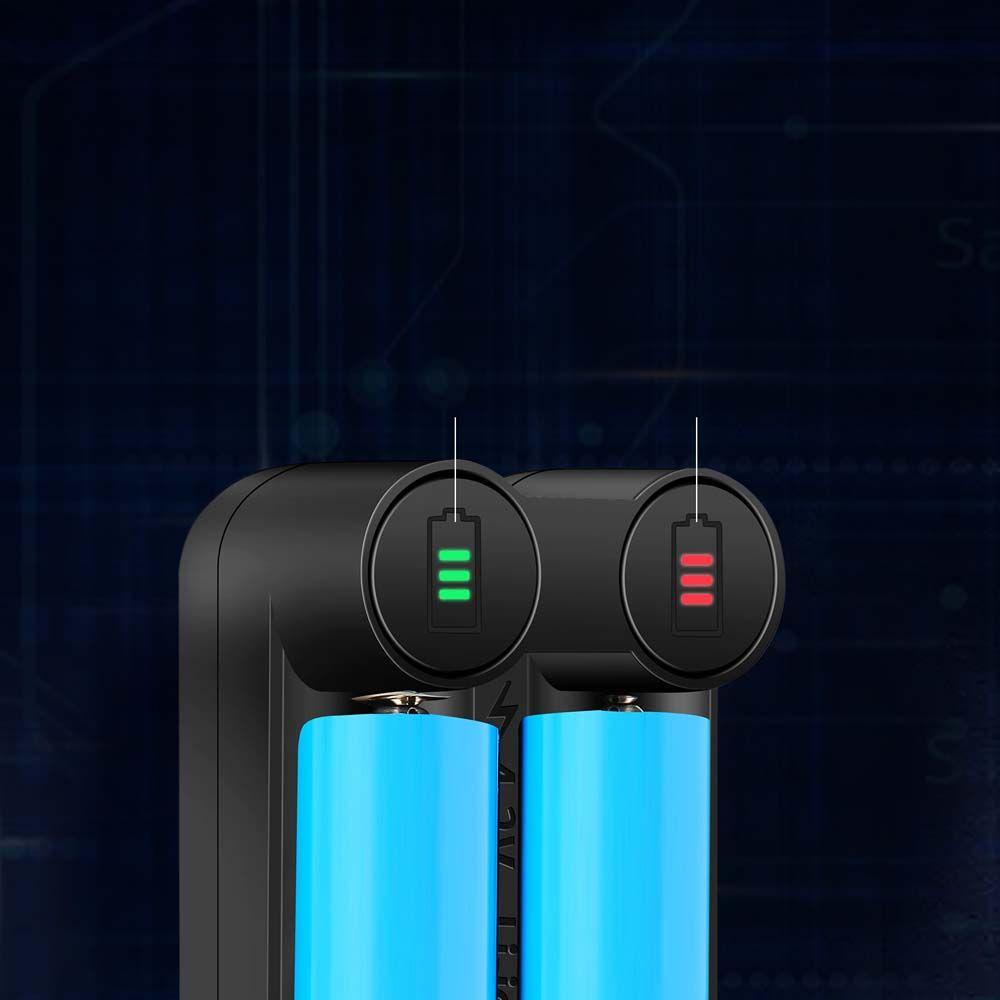 Cục Sạc Pin Li-ion 18650 2 Ngăn USB Thông Minh