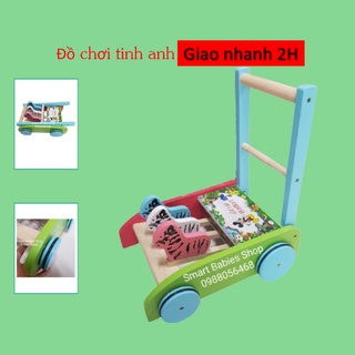 Xe tập đi con ngựa bằng gỗ cho bé hàng cao cấp chi tiết được mài nhẵn mịn an toàn, bánh xe chống trượt