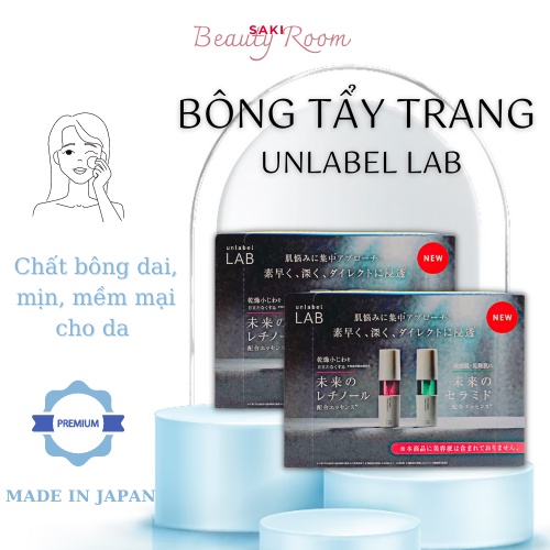 Bông Tẩy Trang 80 miếng LAB Bông Trang Điểm Cotton Mềm Mịn Kháng Khuẩn An Toàn Cho Da Hàng Nội Địa Nhật