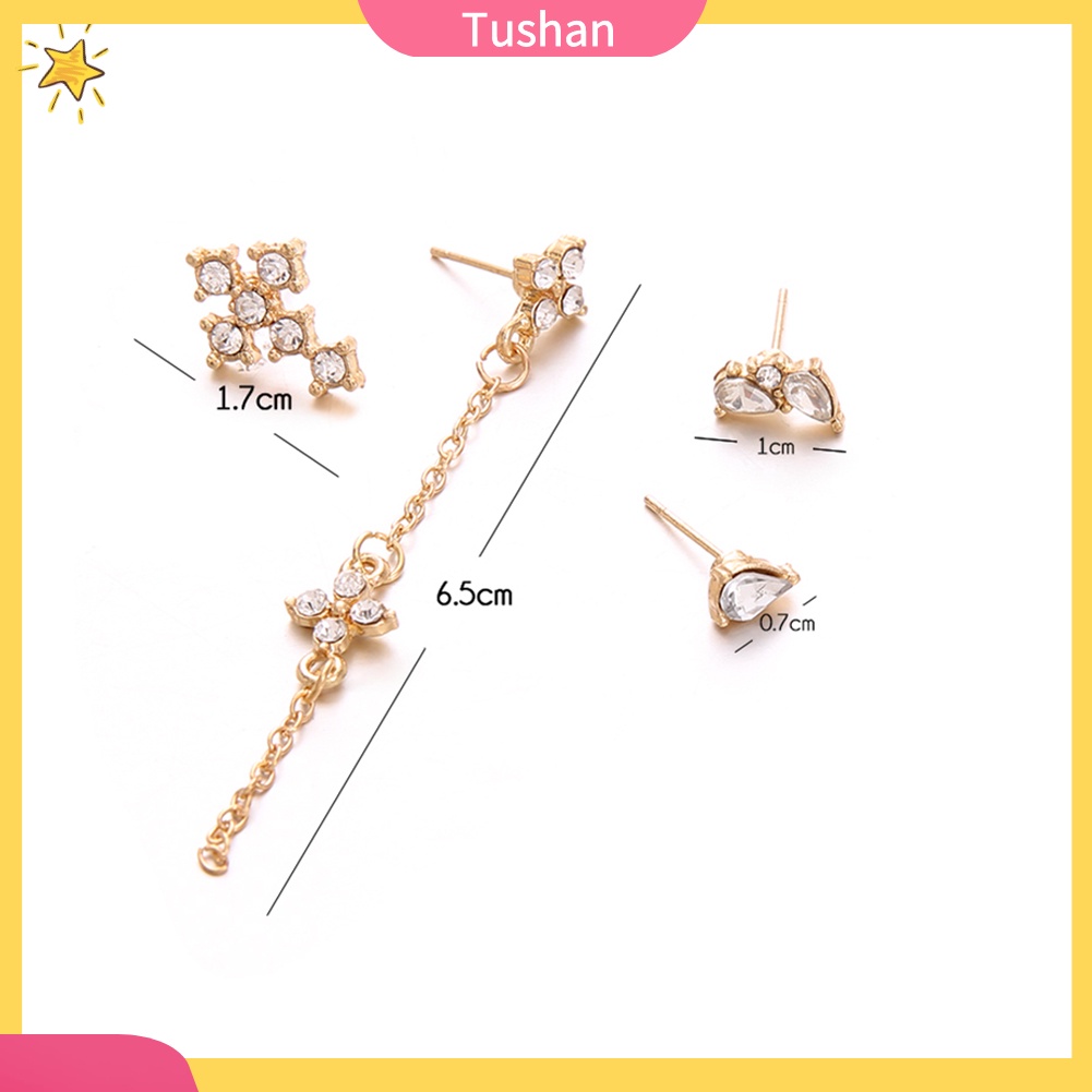 Set 4 khuyên tai đính đá thời trang cho nữ